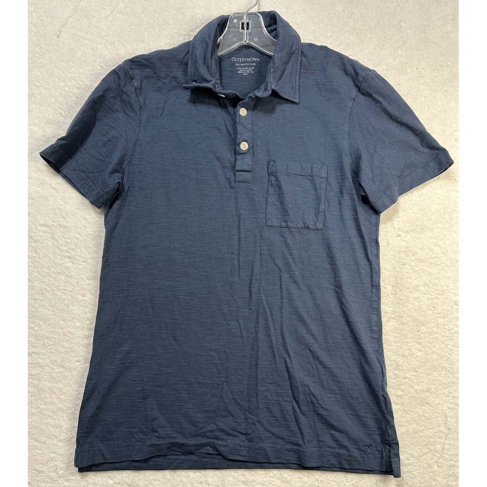 Outerknown Mens Size S Blue Short Sleeve Saltwater Slub Polo Shirt (S8)